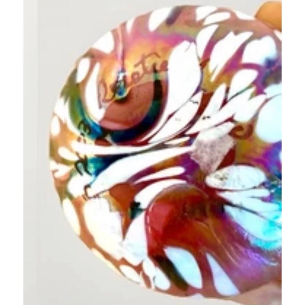 Signed Vintage 2003 Robert Eickholt Studio Art Glass Vase Iridescent Pink 3.25" - Picture 4 of 5